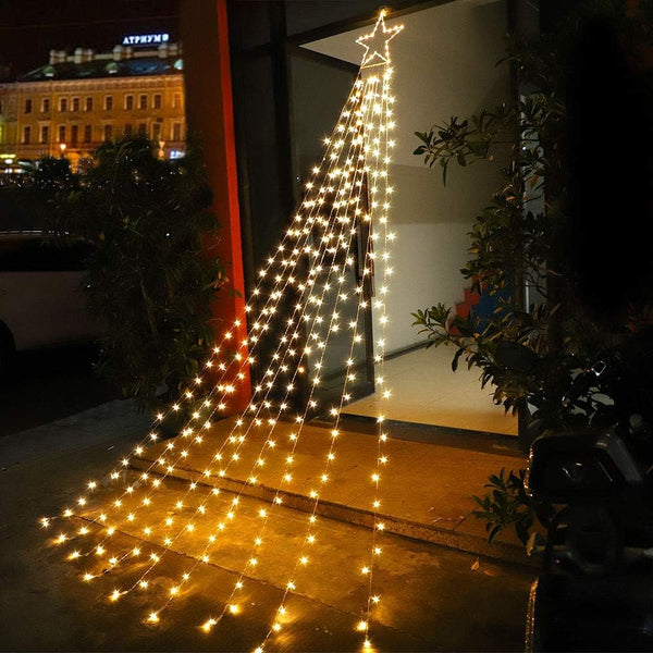 Christmas Decoration Star Lights Outdoor,320 LED 16.4Ft Christmas String Lights[8 Modes& Waterproof] for Halloween Xmas New Year Holiday Birthday(Iron) (Warm White)