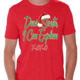 Dear Santa I Can Explain XOXO Christmas Shirt Santa Hat Christmas Tshirts for Men Ugly Christmas Shirt Funny Tacky Party Holiday Men'S Holiday Tee Xmas Santa XOXO Holiday Top