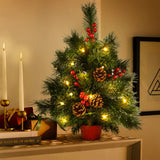 Mini Christmas Tree with Lights, 20Inch Table Top Miniature Christmas Trees Pre-Lit Artificial Mini Christmas Tree Spruce Desk Decoration with Miniature Pine Tree Pine Artificial Xmas Tree