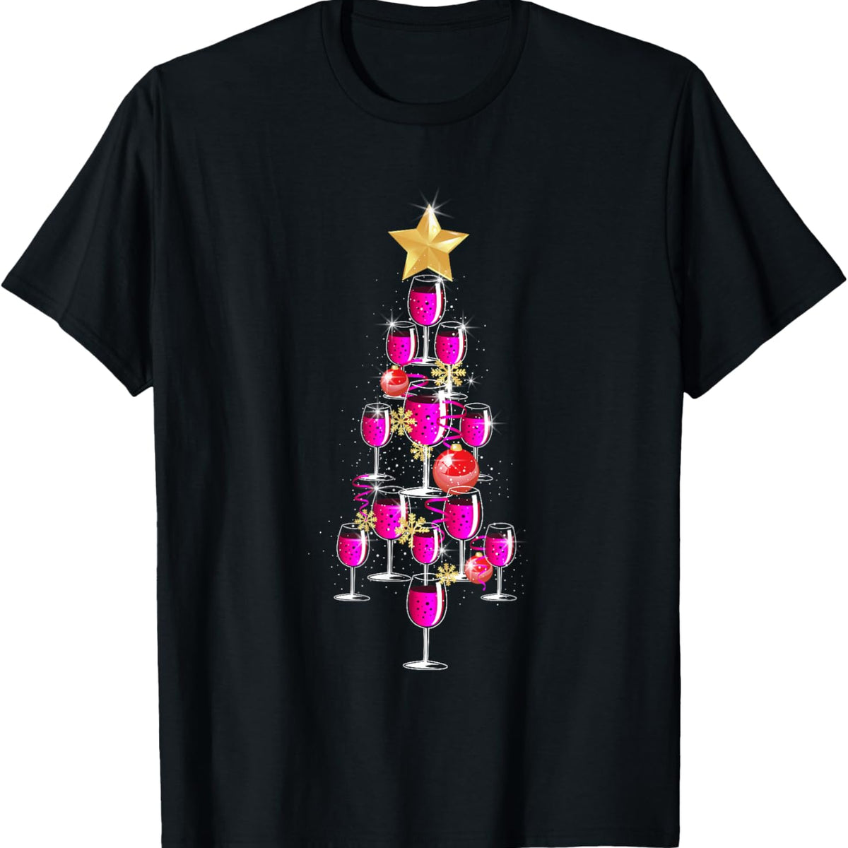 Christmas Tree Wine Glass Drinking Funny Christmas Gifts T-Shirt