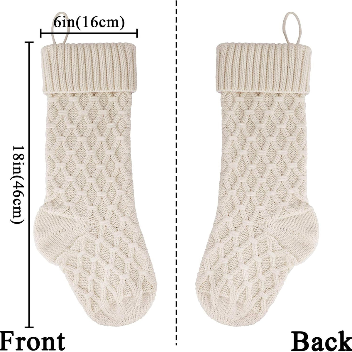 Christmas Stockings, 4 Pack 18 Inches Cable Knit Honeycomb Knitted Xmas Rustic Personalized Stocking Decorations for Family Holiday Season Decor, Burgundy and Cream