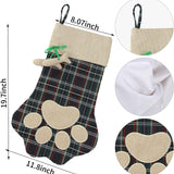 Christmas Pet Stockings Cat Dog Paw Dog Fish Bone Pattern Stockings Buffalo Plaid Fireplace Hanging Stockings for Fireplace Tree Decoration
