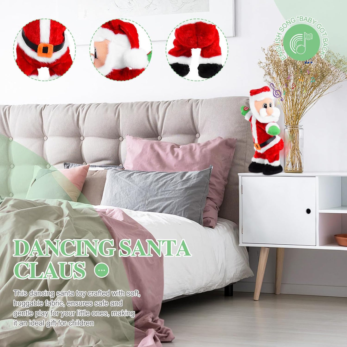 Dancing Santa Claus - Dancing Electric Christmas Stuffed Plush Doll Singing English Song Xmas Santa Toys