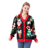 Light up Christmas Sweater Cardigan,Ugly Christmas Sweaters for Women,Funny Rudolph Reindeer Jumper Xmas Sweater for Women