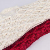 Christmas Stockings, 4 Pack 18 Inches Cable Knit Honeycomb Knitted Xmas Rustic Personalized Stocking Decorations for Family Holiday Season Decor, Burgundy and Cream