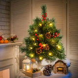 Mini Christmas Tree with Lights, 20Inch Table Top Miniature Christmas Trees Pre-Lit Artificial Mini Christmas Tree Spruce Desk Decoration with Miniature Pine Tree Pine Artificial Xmas Tree