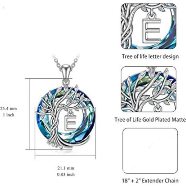 Rose Gift Box Tree of Life Necklace for Women with Initial A-Z Letter Necklace Jewelry Christmas Birthday Gifts