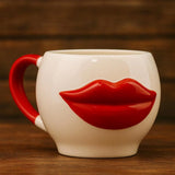 Handmade Ceramic Lip Mugs with Bold 3D Lip Design Set of 2