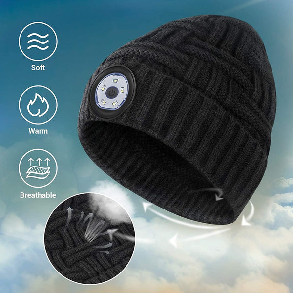 LED Beanie Hat with Light: Christmas Stocking Stuffers for Men Adult Cool Gifts for Teen Boys Men Dad Winter Gifts