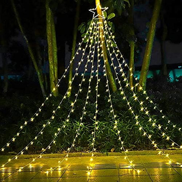 Christmas Decoration Star Lights Outdoor,320 LED 16.4Ft Christmas String Lights[8 Modes& Waterproof] for Halloween Xmas New Year Holiday Birthday(Iron) (Warm White)
