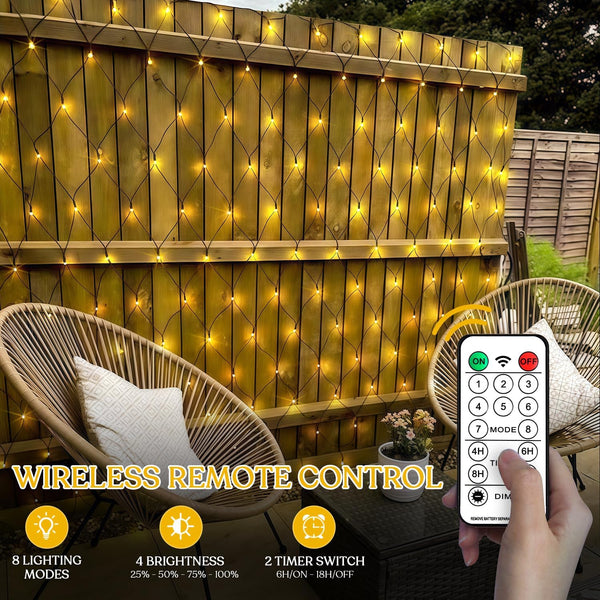 320 LED Solar Net Lights Outdoor Waterproof, 9.8Ft X 6.6Ft Solar Christmas Lights with Remote, Warm White Mesh Bush Light for outside Gazebo Bush Tree Garden Decor