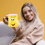 Color Changing Coffee Mug - 11 Ounce Heat Sensitive Mug for Cartoon Lovers with a Funny Yellow Smiley Face - Unique Heat Changing Mug - Ceramic Coffee Tea Cup with Fun Gift Box