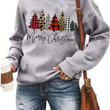 Women Merry Christmas Sweatshirts Funny Snowman Car Pullover Plaid Tree Tops