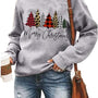 Women Merry Christmas Sweatshirts Funny Snowman Car Pullover Plaid Tree Tops