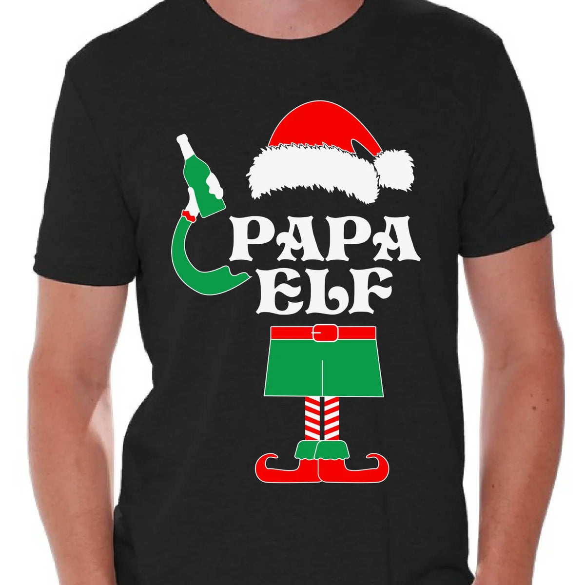 Papa Elf Shirt Elf Christmas Tshirts for Men Papa Elf Ugly Christmas Shirt Papa Elf Christmas Holiday Top Funny Elf Suit Xmas Party Holiday Men'S Tee Xmas Gift Idea for Daddy