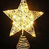 Christmas Tree Topper Star, Christmas Treetop Decorations with Warm White Led Light and Timer Function, Hollowed-Out Glittered Star for Home and Office Decoration, 8 X 10 Inch
