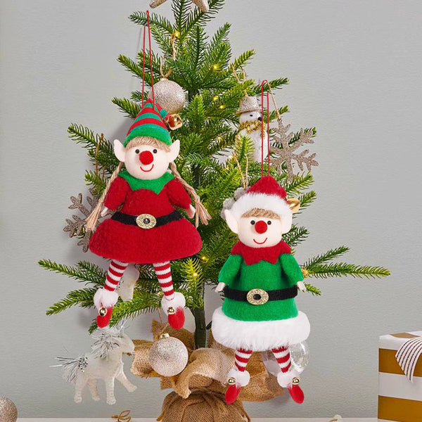 Christmas Plush Long Leg Elf Doll Ornaments Red Green Boys and Girls Elf Toy Dolls New Year Decorations Christmas Tree Ornaments