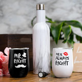 Mr Right Mrs Always Right - Wedding Gifts for Couples, Mr and Mrs Gifts, Mr and Mrs Tumblers, Gifts for Couples - Mr and Mrs Wine Glasses, Bridal Shower Gift, Newlywed Gift