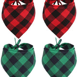 4 Pcs Dog Bandana Christmas Plaid Pet Triangle Scarf Accessories Bibs
