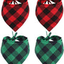 4 Pcs Dog Bandana Christmas Plaid Pet Triangle Scarf Accessories Bibs