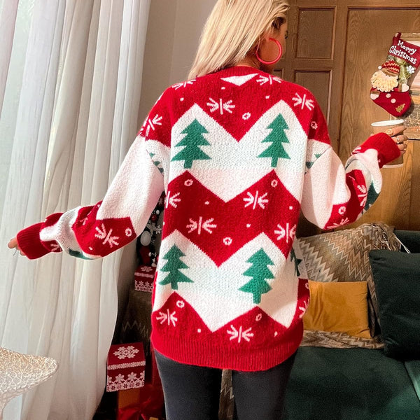 Women'S Ugly Christmas Sweater Funny Cute Christmas Tree Snowflake Reindeer Santa Xmas Knitted Pullover Jumper Tops