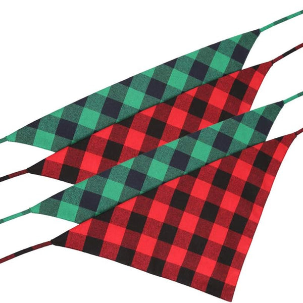4 Pcs Dog Bandana Christmas Plaid Pet Triangle Scarf Accessories Bibs