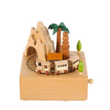 Wooden Carousel Music Box Ornaments Rotatable Hand-Cranked Music Box DIY Handmade Birthday Christmas Gift Children’S Toys