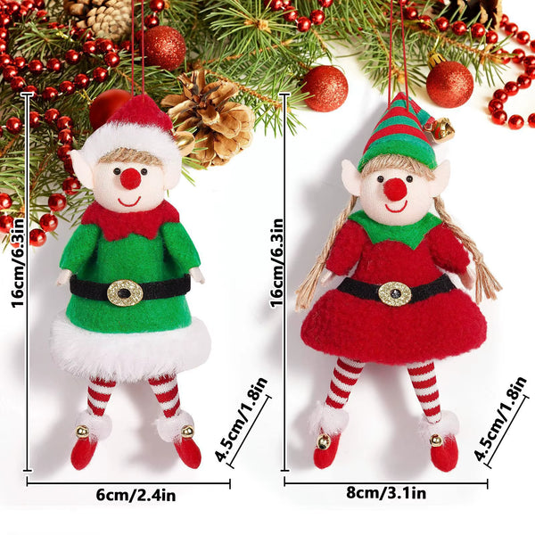 Christmas Plush Long Leg Elf Doll Ornaments Red Green Boys and Girls Elf Toy Dolls New Year Decorations Christmas Tree Ornaments
