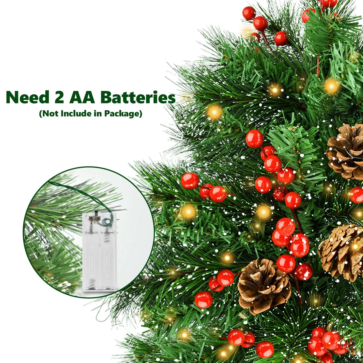 Mini Christmas Tree with Lights, 20Inch Table Top Miniature Christmas Trees Pre-Lit Artificial Mini Christmas Tree Spruce Desk Decoration with Miniature Pine Tree Pine Artificial Xmas Tree