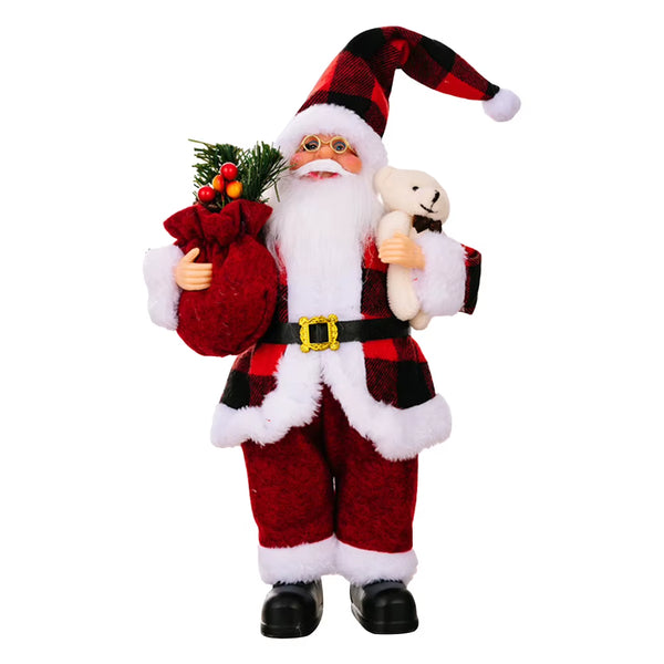Christmas Santa Claus with Gift Bag Standing Santa Claus Statue Resin Mini Holding Presents Home Navidad Party Ornaments