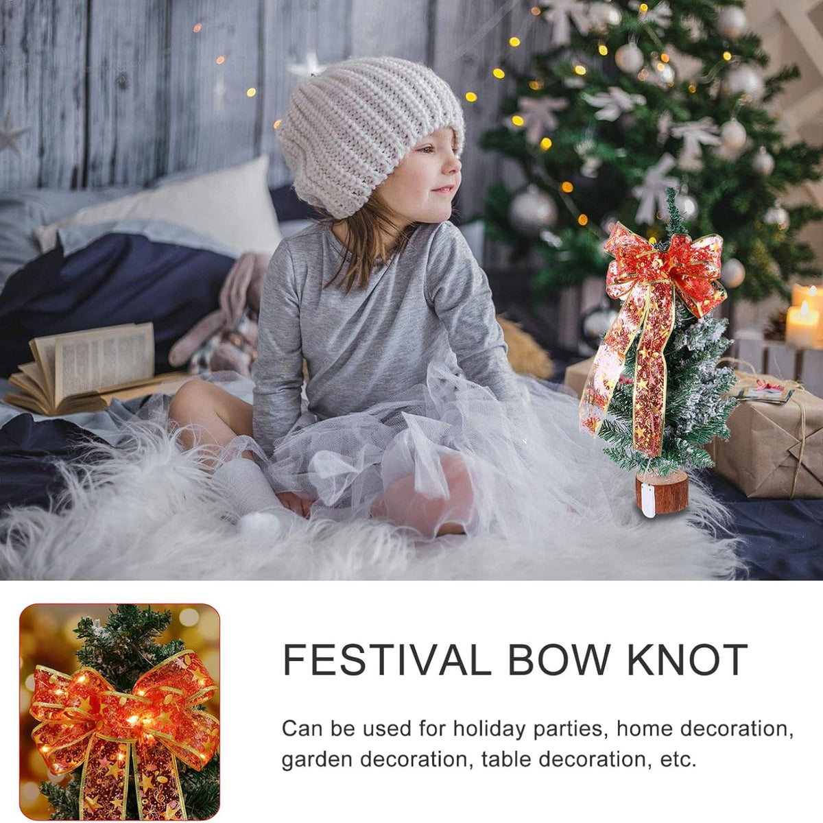 1Pc Creative Bowknot Pendant Light Handmade Christmas Shining Bow Lamp Ornament for Holiday Home Decor Warm Light String for Festive Celebration