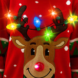 Light up Ugly Christmas Sweaters for Women,Funny LED Reindeer Christmas Sweater for Women,Holiday Sweater