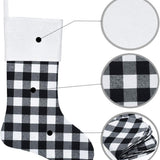 6 Pack Christmas Stockings- 18 Inch Black White Buffalo Plaid Christmas Stockings Fireplace Hanging Stockings for Family Xmas Holiday Season Party Decor