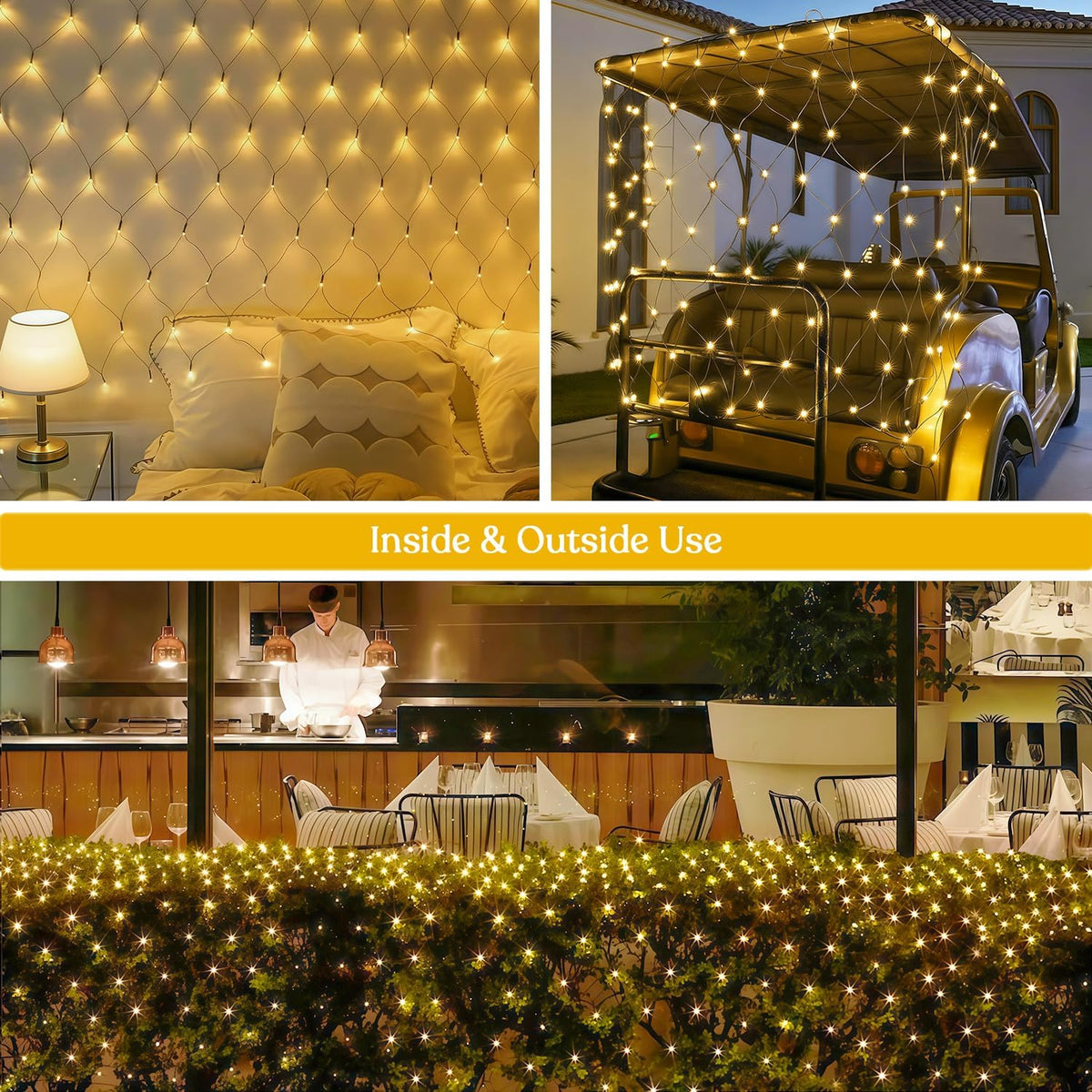 320 LED Solar Net Lights Outdoor Waterproof, 9.8Ft X 6.6Ft Solar Christmas Lights with Remote, Warm White Mesh Bush Light for outside Gazebo Bush Tree Garden Decor