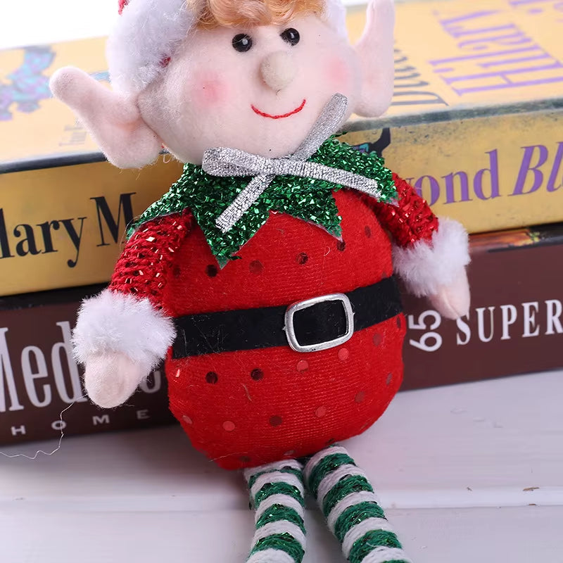 33X11Cm Red Green Christmas Decoration Plush Leg Elf Doll Ornaments Boys Girls Elves Toy Doll New Year Navidad Home Decoration