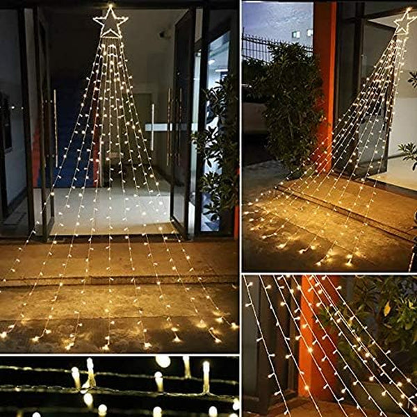 Christmas Decoration Star Lights Outdoor,320 LED 16.4Ft Christmas String Lights[8 Modes& Waterproof] for Halloween Xmas New Year Holiday Birthday(Iron) (Warm White)