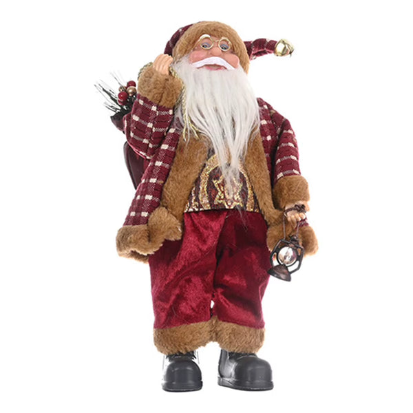 Christmas Santa Claus with Gift Bag Standing Santa Claus Statue Resin Mini Holding Presents Home Navidad Party Ornaments