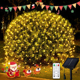 320 LED Solar Net Lights Outdoor Waterproof, 9.8Ft X 6.6Ft Solar Christmas Lights with Remote, Warm White Mesh Bush Light for outside Gazebo Bush Tree Garden Decor