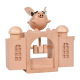 Wooden Carousel Music Box Ornaments Rotatable Hand-Cranked Music Box DIY Handmade Birthday Christmas Gift Children’S Toys