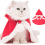 Cat Dog Christmas Costumes, Santa Cloak Cape with Hat Pet Cosplay Costumes Party Dressing up Outfits Clothes Apparel for Small Dogs Puppy Kitten, L