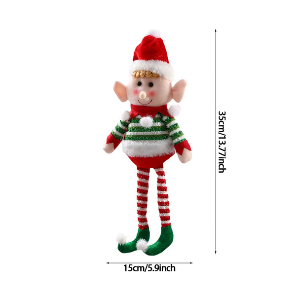 33X11Cm Red Green Christmas Decoration Plush Leg Elf Doll Ornaments Boys Girls Elves Toy Doll New Year Navidad Home Decoration