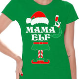 Mama Elf Shirt Elf Christmas Shirts for Women Elf Christmas T-Shirt Christmas Elf Shirt Women'S Holiday Top Funny Elf Tacky Christmas Party Christmas Holiday Shirt