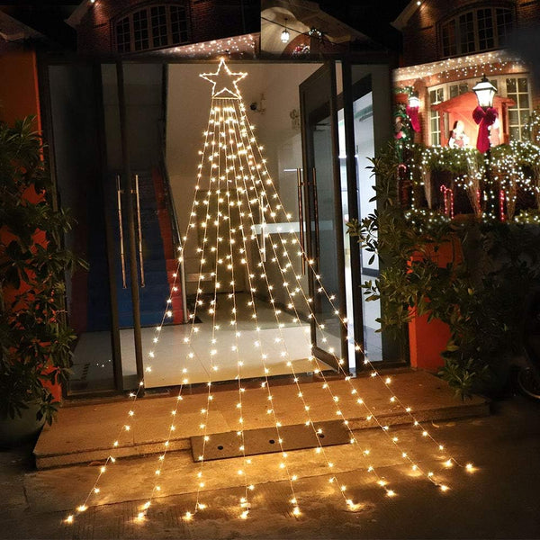Christmas Decoration Star Lights Outdoor,320 LED 16.4Ft Christmas String Lights[8 Modes& Waterproof] for Halloween Xmas New Year Holiday Birthday(Iron) (Warm White)