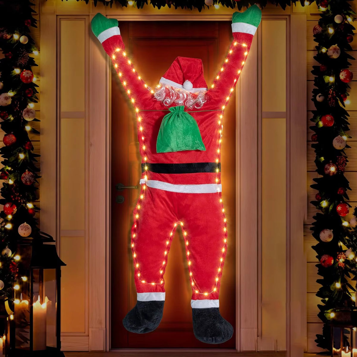 Light up Santa Claus Santa Claus Decoration Outdoor Indoor Hanging Climbing Santa Claus Bookshelf Mantel Christmas Decoration