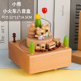 Wooden Carousel Music Box Ornaments Rotatable Hand-Cranked Music Box DIY Handmade Birthday Christmas Gift Children’S Toys