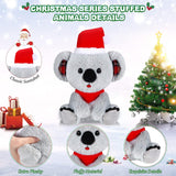 8 Inch Christmas Stuffed Animal Christmas Plush Doll with Santa Hat for Holiday Decoration Winter Gifts(Koalas Style)