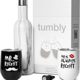 Mr Right Mrs Always Right - Wedding Gifts for Couples, Mr and Mrs Gifts, Mr and Mrs Tumblers, Gifts for Couples - Mr and Mrs Wine Glasses, Bridal Shower Gift, Newlywed Gift
