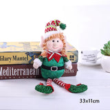 33X11Cm Red Green Christmas Decoration Plush Leg Elf Doll Ornaments Boys Girls Elves Toy Doll New Year Navidad Home Decoration