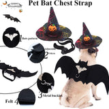 4 Pieces Halloween Pet Costume Set Bat Wings Witch Cloak Wizard Hat for Cats and Small Dogs Cute Puppy Cat Dress up Accessories Cosplay Halloween Party Decorations (Halloween)