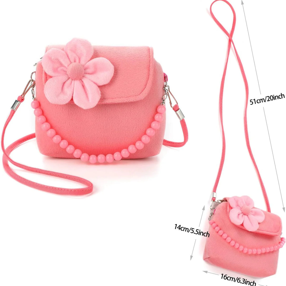 Kids Plush Jewelry Set, Necklace, Bracelet, Ring & Hair Clips for Girls (7-Piece)